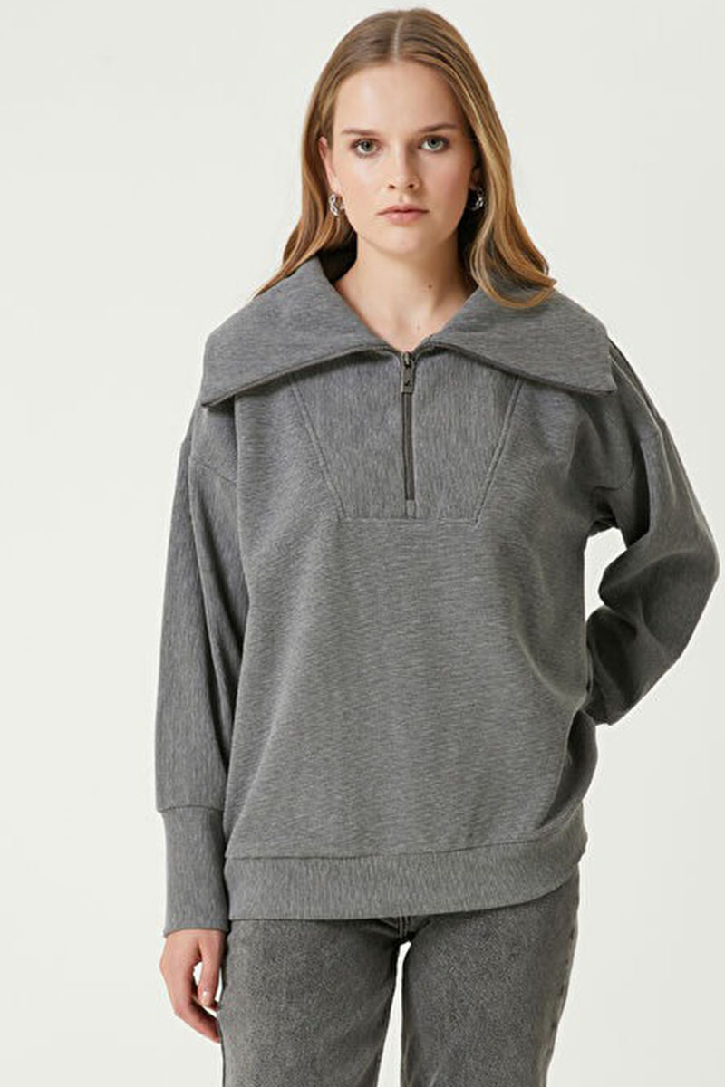 Oversize Sweatshirt – Gri Melanj